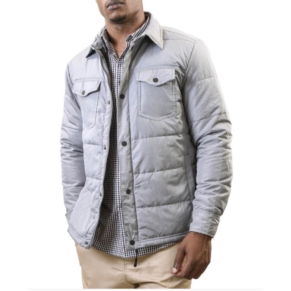 Young USA Men's Quilted Jacket Gray‎ Puffer Snap Button Zip Pockets Size 2XL